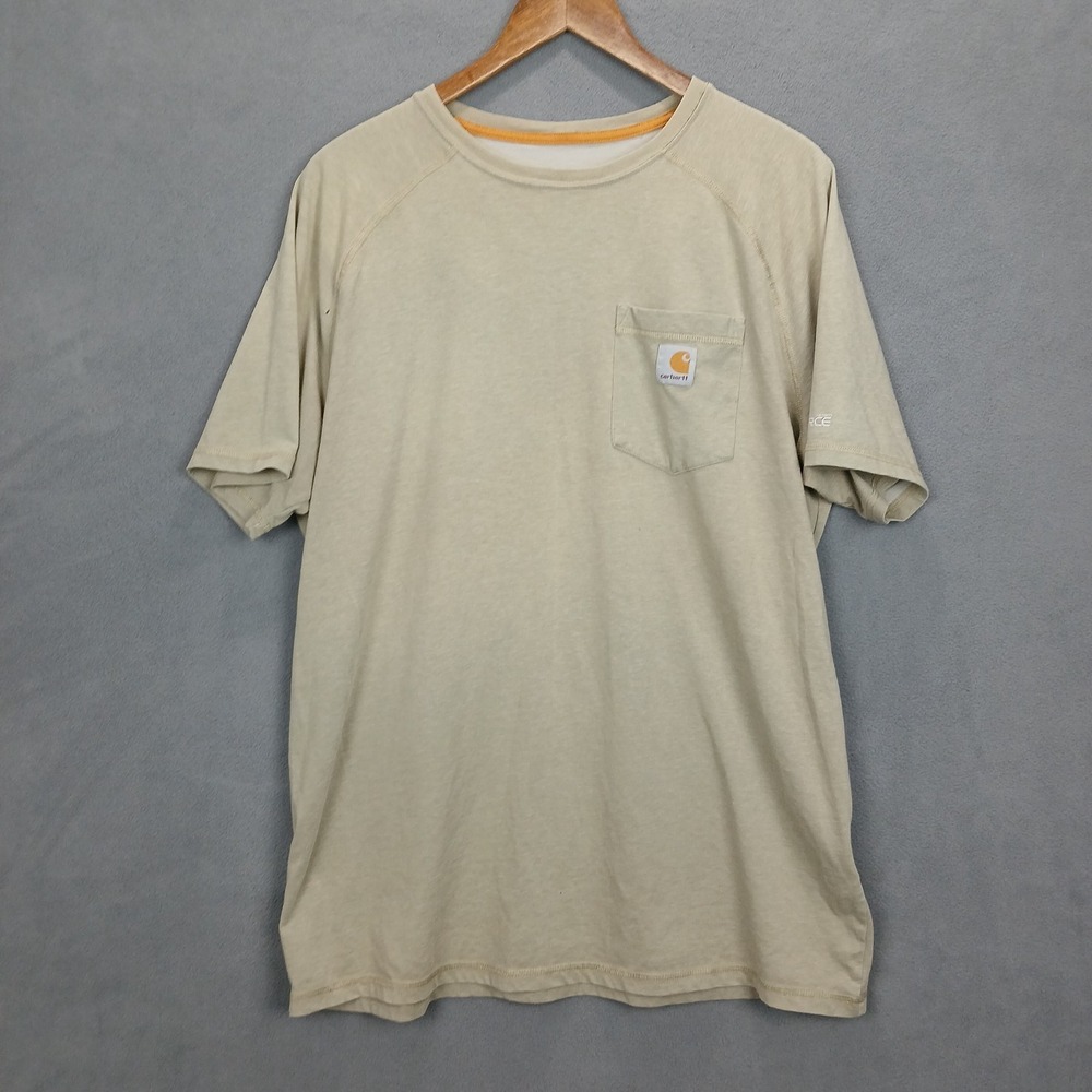 Carhartt Force Delmont Pocket T Shirt Mens Large Tan Workwear Casual Relaxed Fit